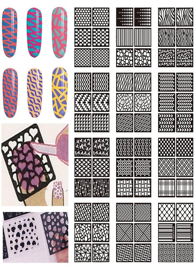 ASVNRES Airbrush Stencils Nail Stickers for Nails, 20 Sheets Heart Butterfly Flower Moon Stars Hollow French Art Sticker Decals Printing Templates Stencil Tool Manicure Tips DIY Decorations (20) - Image 5